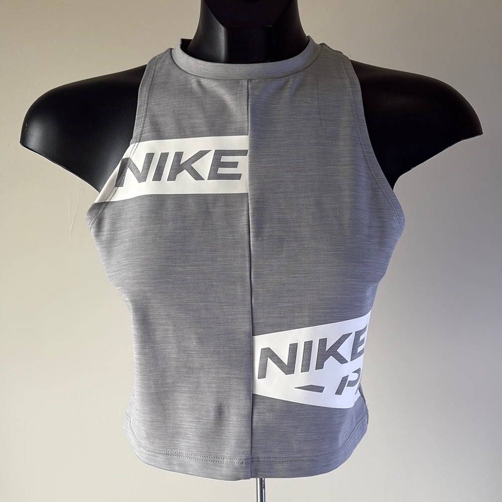 Nike Women's Gray Logo Split-Panel Crop Tank